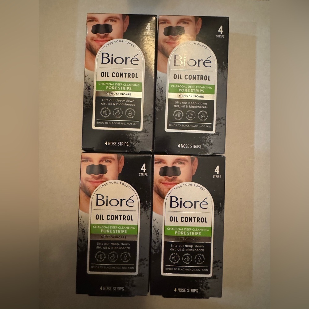 4; 4 Count Biore Men’s Oil Control Blackhead Remover Pore Strips
